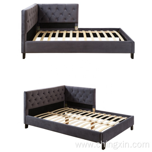Bedroom Furniture Soft Fabric KD Upholstered Corner Bed Wholesale Bedroom Sets CX615